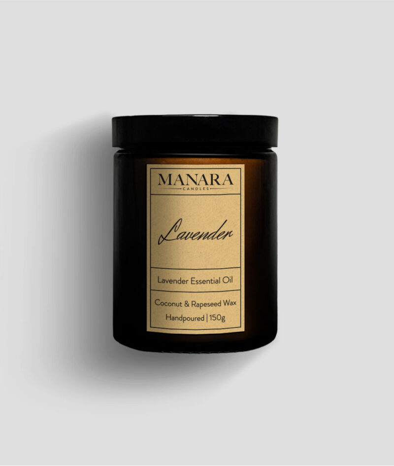 150g Lavender candle by manara candles amber jar