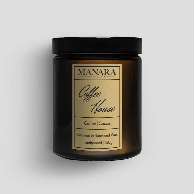 150g coffee house candle by manara candles amber jar