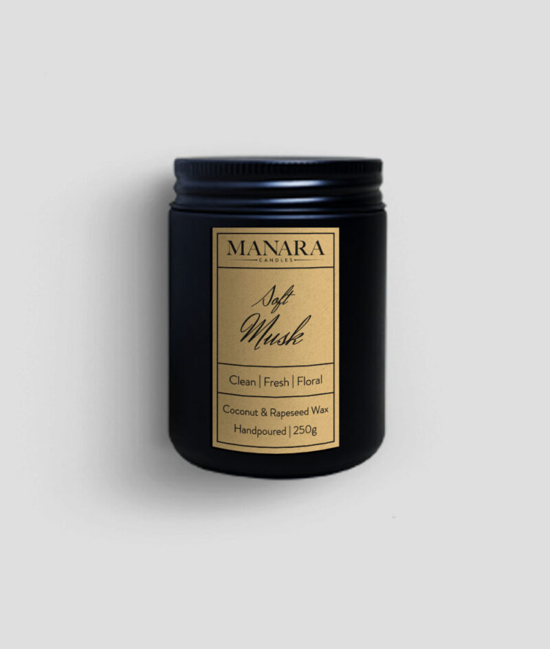 250g Soft Musk Candle Matte Jars by Manara Candles